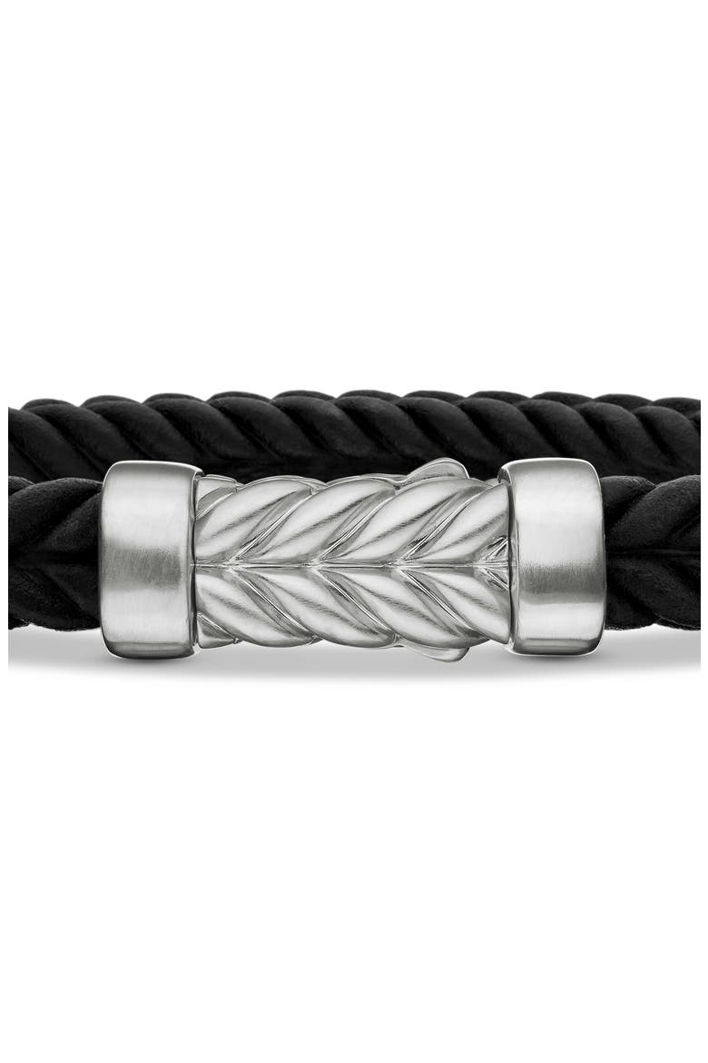 Men's Chevron Rubber & Sterling Silver Bracelet, Alternate, color, BLACK