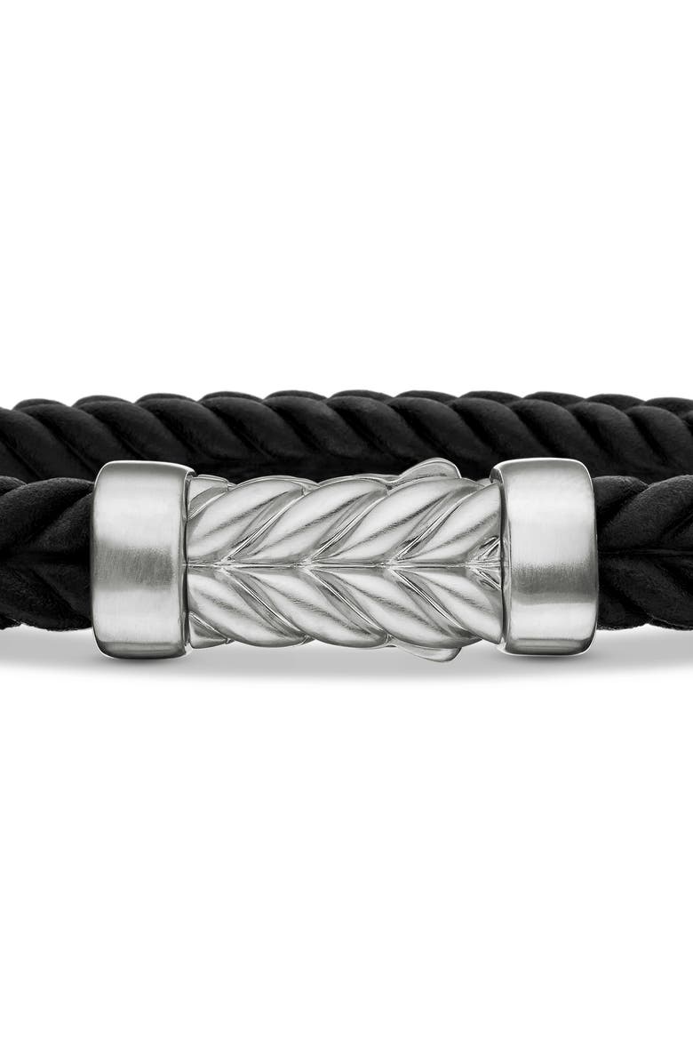 David Yurman Men's Chevron Rubber & Sterling Silver Bracelet, Alternate, color, Black