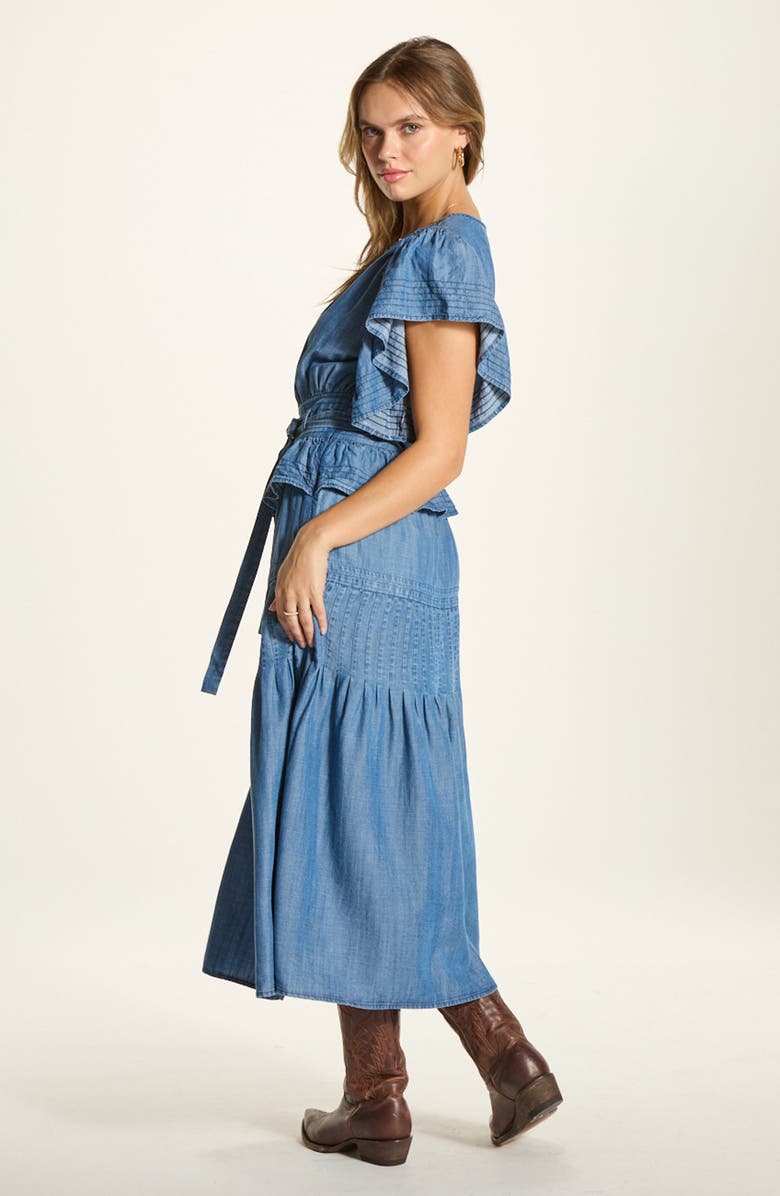 Denim Tie Waist Midi Dress