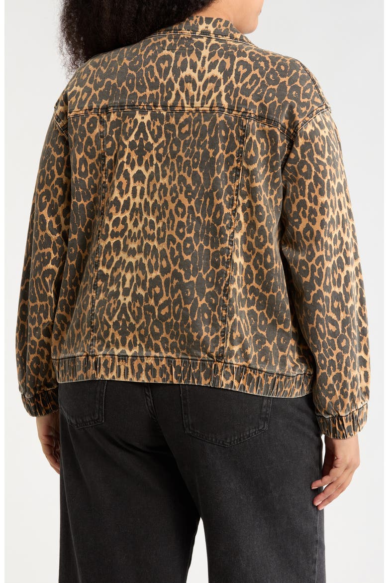 Leopard Print Oversize Trucker Jacket, Alternate, color, DARK TAN