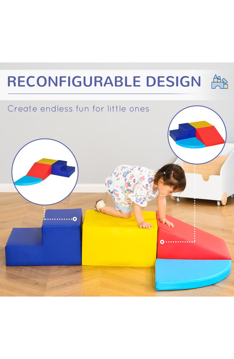 Qaba Foam Play Set for Toddlers, Easy-to-clean Soft & Safe Climbing Set, Alternate, color, Multicolor