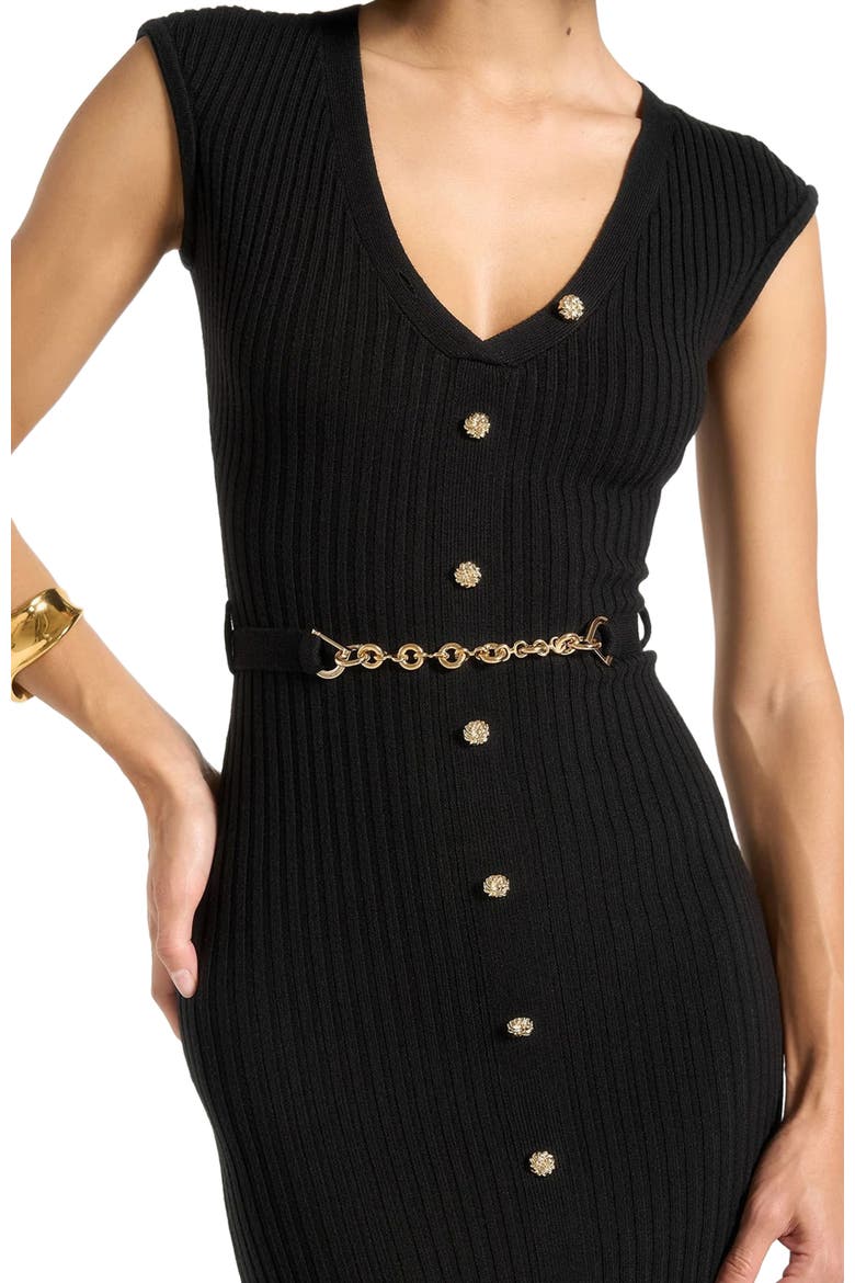 Helene Knitted Midaxi Dress with Belt, Alternate, color, Black