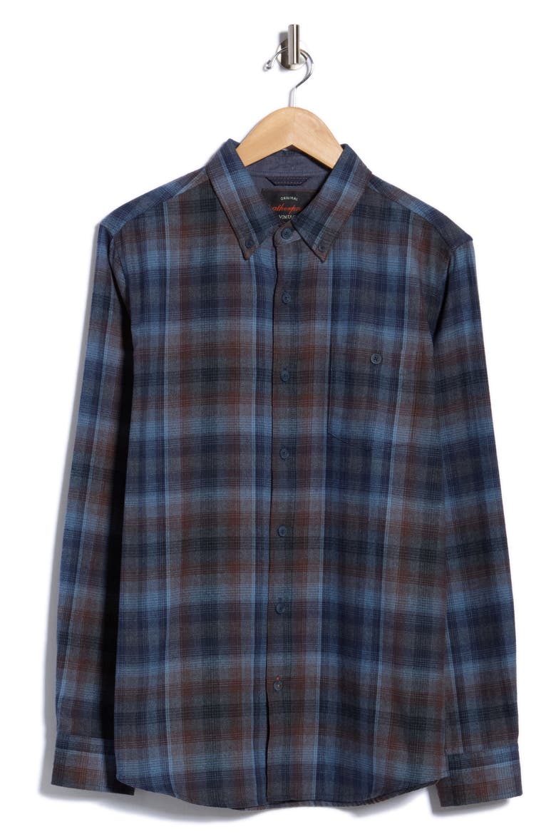 Plaid Flannel Button Down Shirt, Main, color, BARTONE BLUE