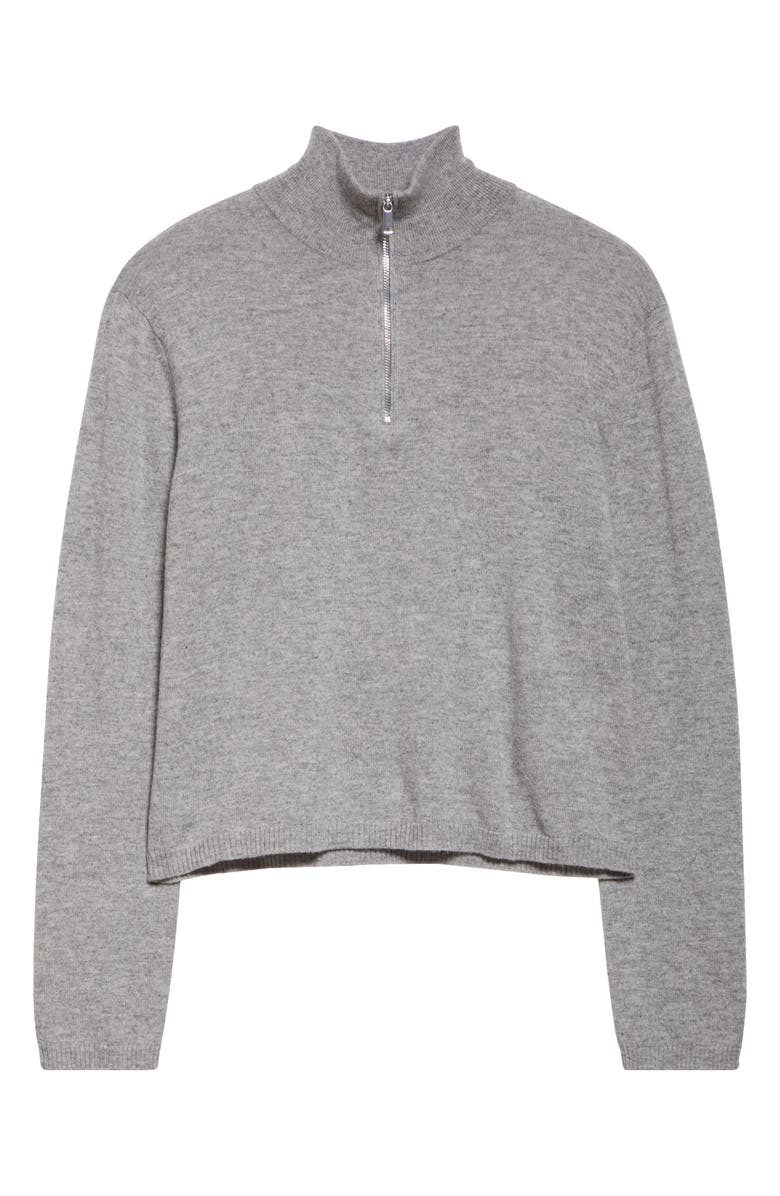 MM by Max Mara Tom Wool & Cashmere Quarter Zip Sweater, Alternate, color, Light Grey