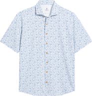 johnnie-O Roadtrip Hangin' Out License Plate Print Short Sleeve Button-Up Shirt