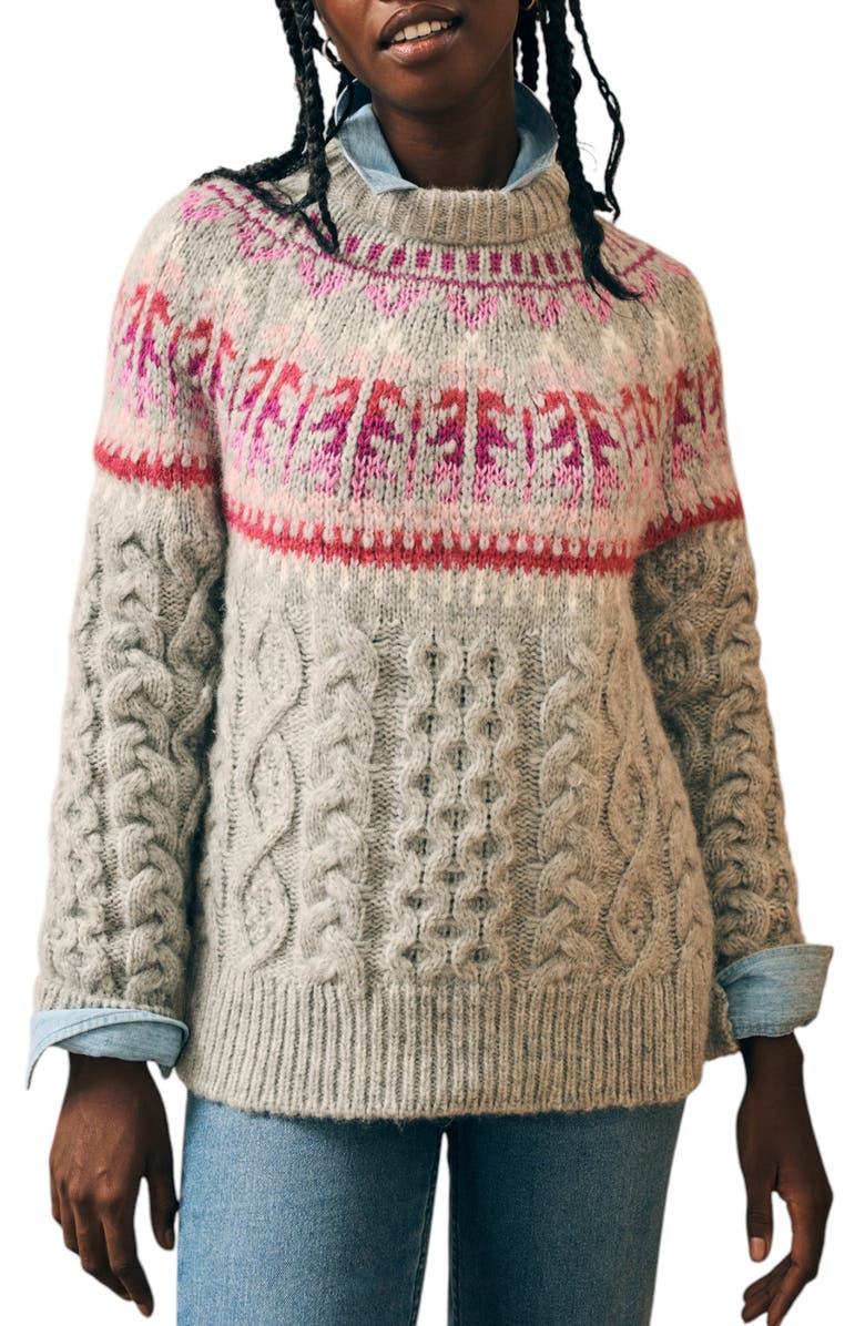 Faherty Native Knitter Frost Fair Isle Alpaca Blend Sweater, Main, color, 