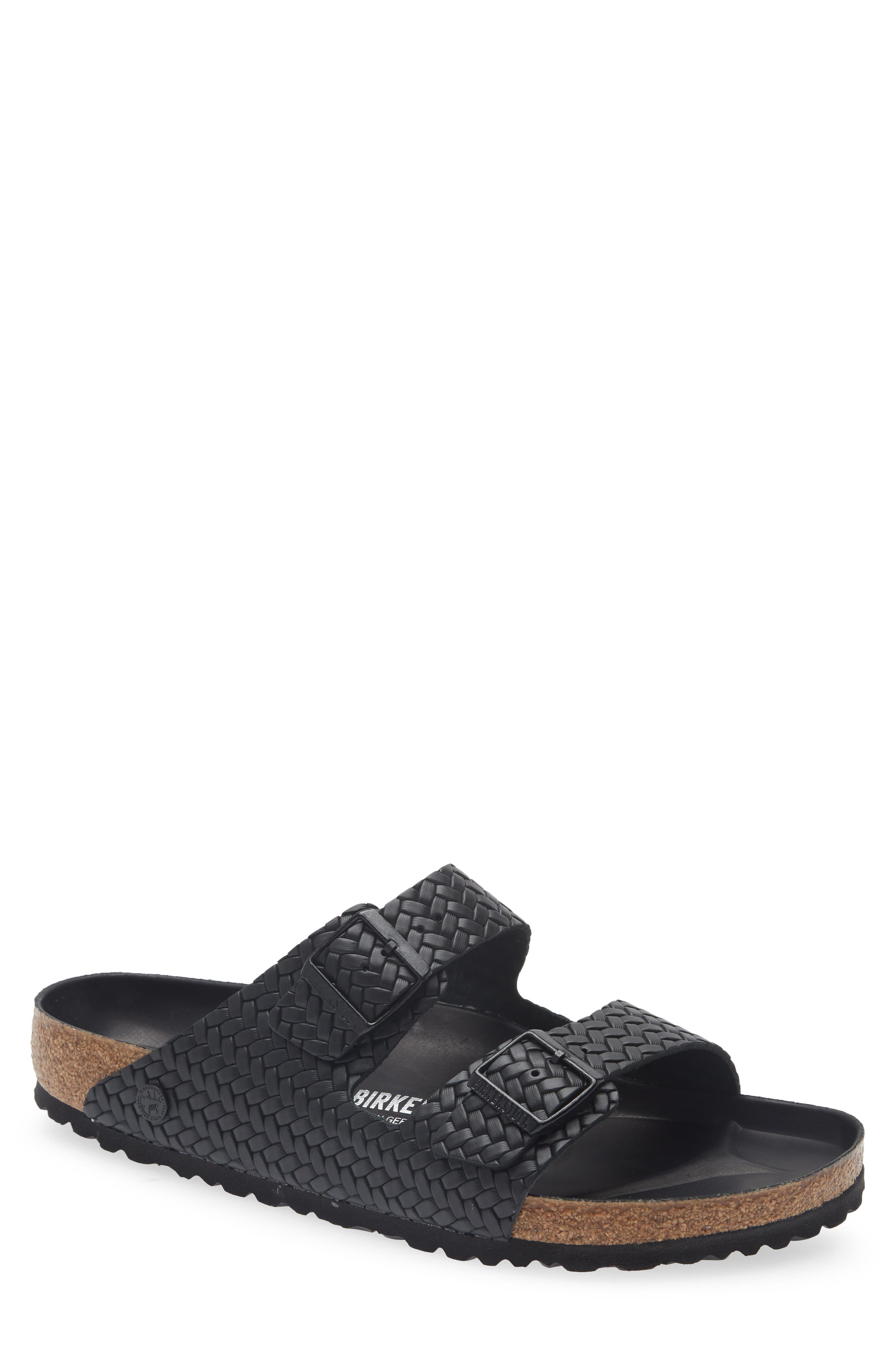 Birkenstock Arizona Woven Embossed Slide Sandal, Main, color, Black