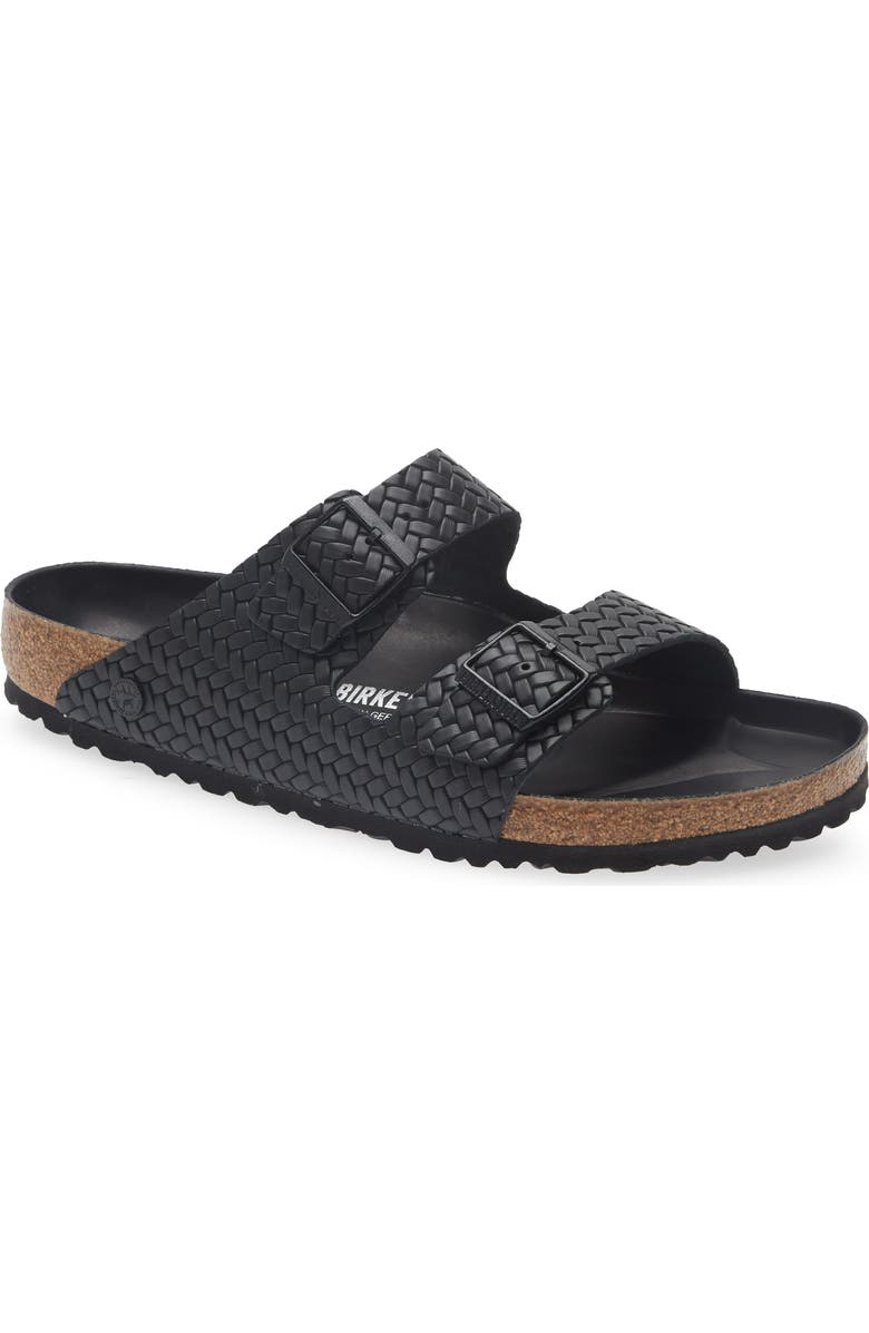 Birkenstock Arizona Woven Embossed Slide Sandal, Main, color, Black