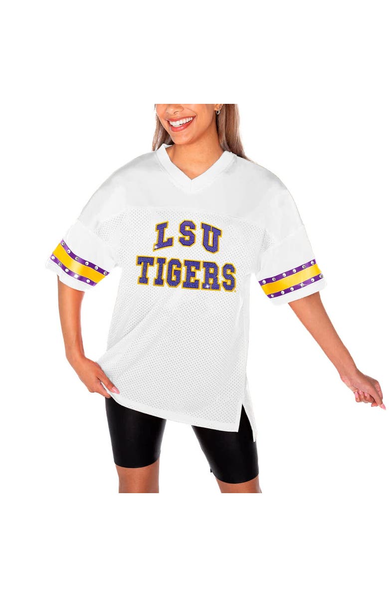 GAMEDAY COUTURE Women's Gameday Couture White LSU Tigers Until Kickoff Rhinestone Fashion T-Shirt, Alternate, color, 