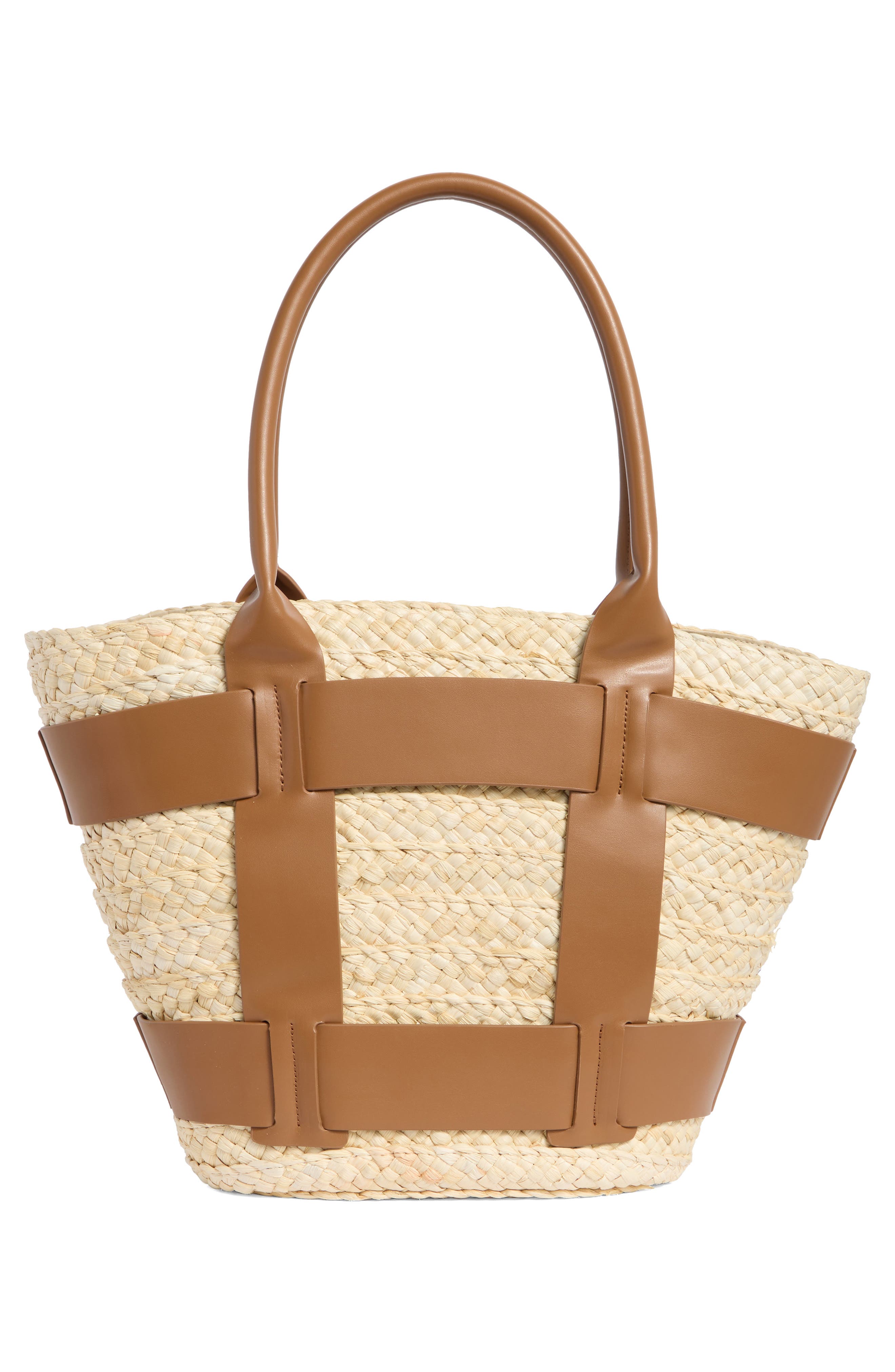 Straw Tote Bag, Alternate, color, NATURAL/ BROWN