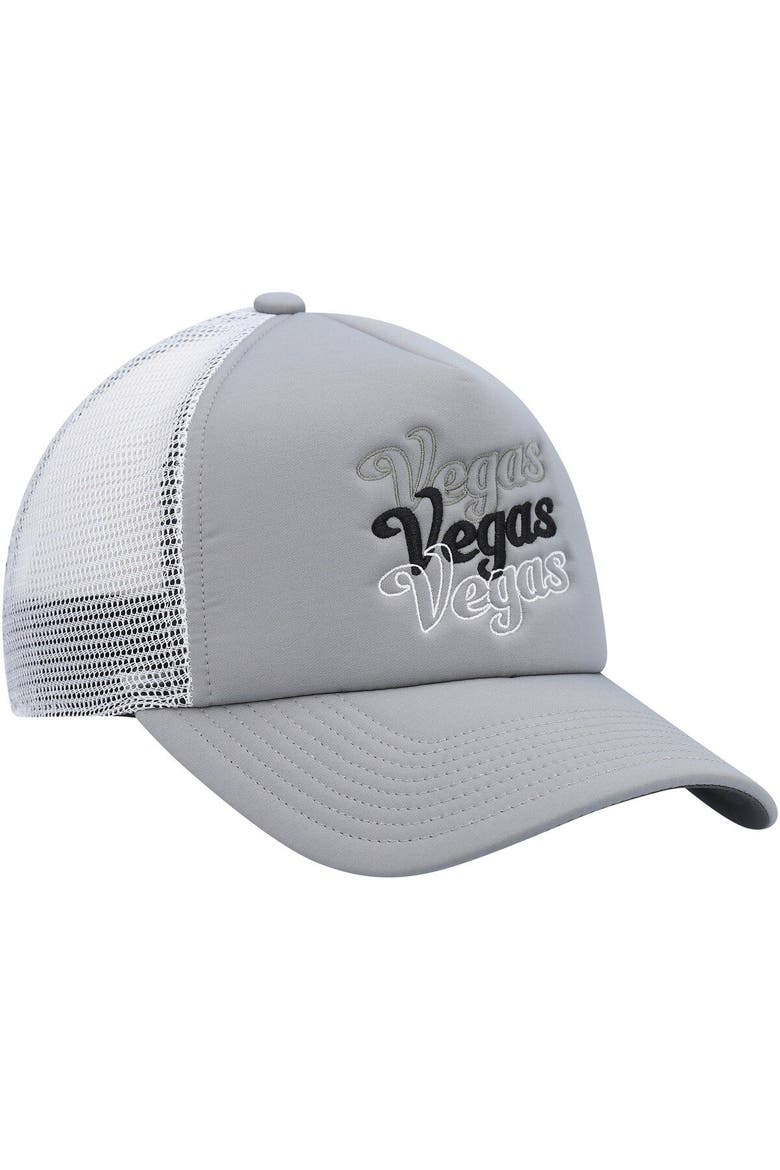 Women's adidas Gray/White Vegas Golden Knights Foam Trucker Snapback Hat, Alternate, color, Gray