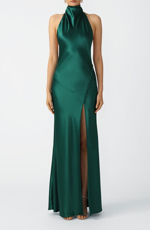 Sau Lee Penelope Backless Satin Gown In Green
