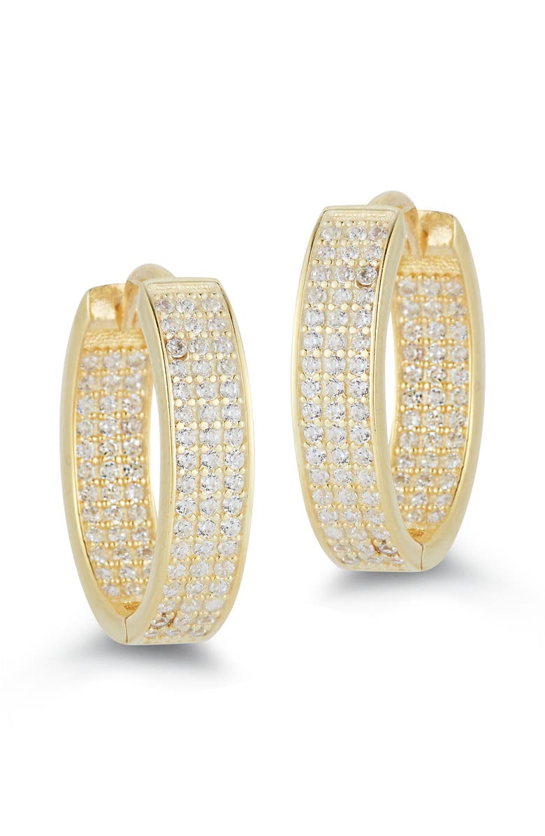 GLAZE JEWELRY Pavé Cubic Zirconia Sterling Silver Earrings, Main, color, Gold