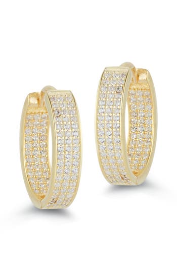 Glaze Jewelry Silver Cz Oval Hoops In Gold