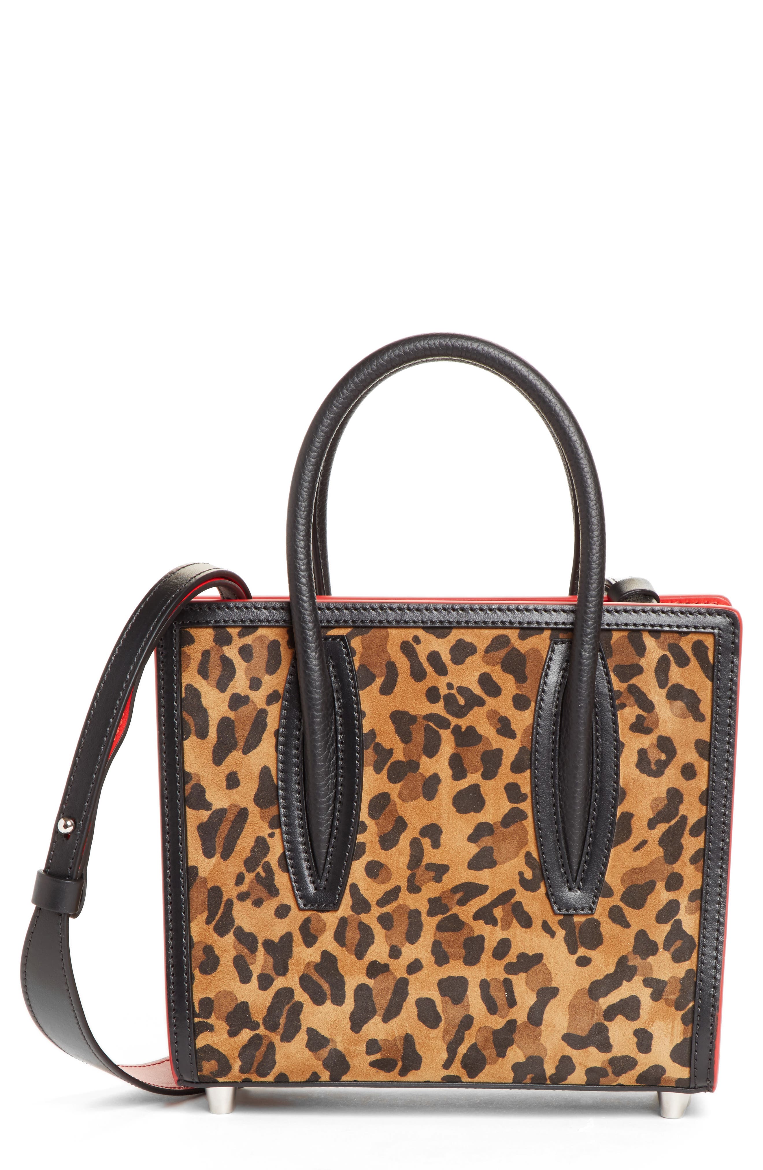 Christian Louboutin Mini Paloma Suede & Canvas Satchel, Main, color, 