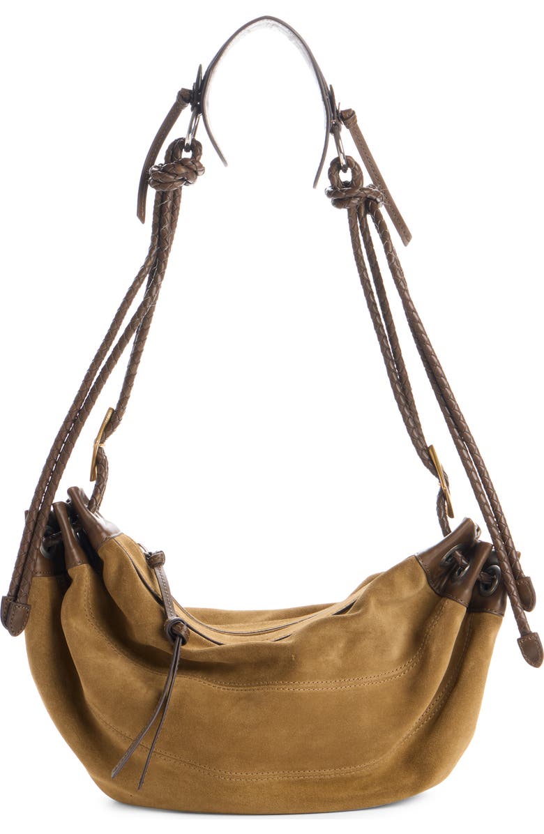 Isabel Marant Medium Maia Suede Shoulder Bag, Main, color, Taupe