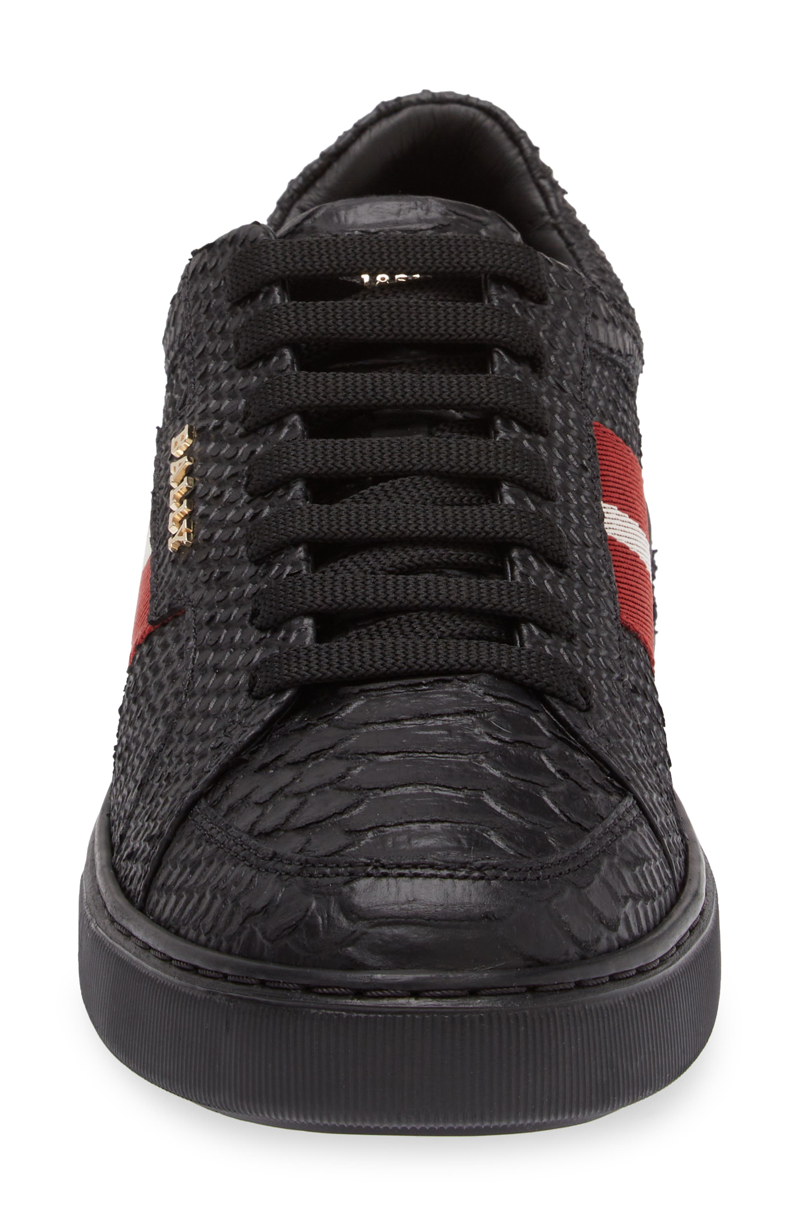 Bally Marell Snakeskin Embossed Leather Sneaker, Alternate, color, Black