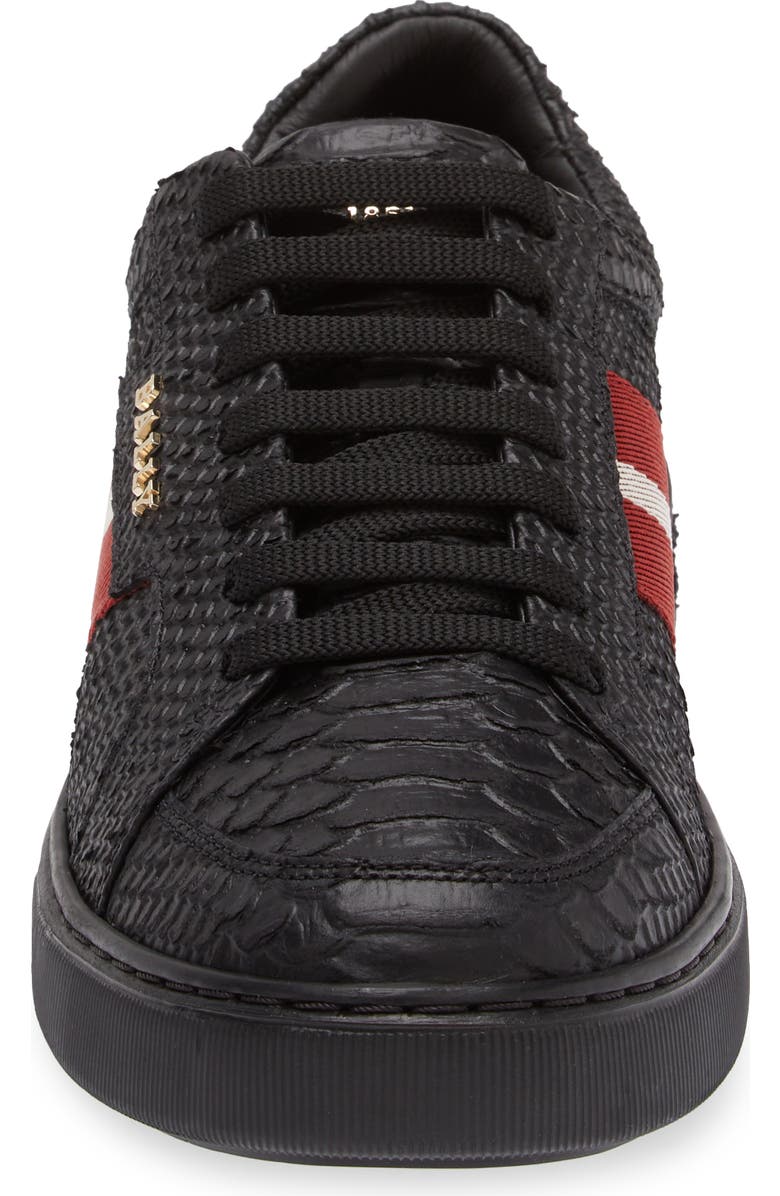 Bally Marell Snakeskin Embossed Leather Sneaker, Alternate, color, Black