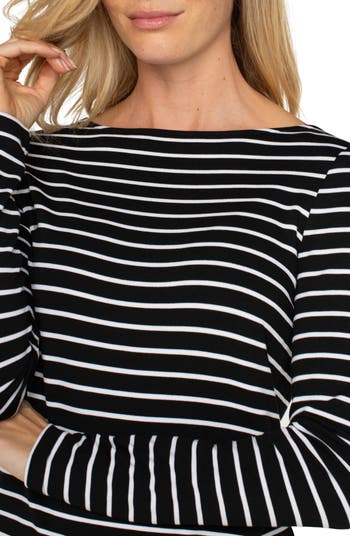 (取寄) リバプールロサンゼルス レディース ロング スリーブ ボートネック ニット トップ Liverpool Los Angeles women Long Sleeve Boatneck Knit Top Dark Liverpool Los Angeles Stripe Boat Neck Long Sleeve Top