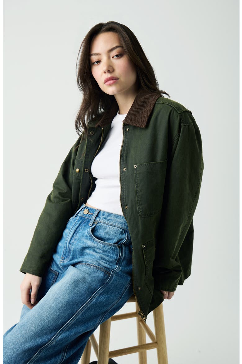 Waxed Cotton Blend Barn Jacket, Alternate, color, CATCHING A BREAK