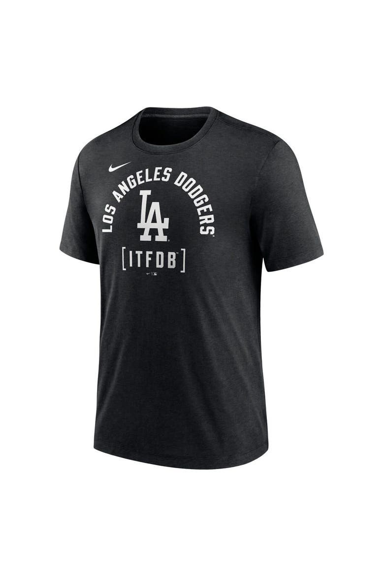 Men's Nike Heather Black Los Angeles Dodgers Swing Big Tri-Blend T-Shirt, Alternate, color, Heather Black