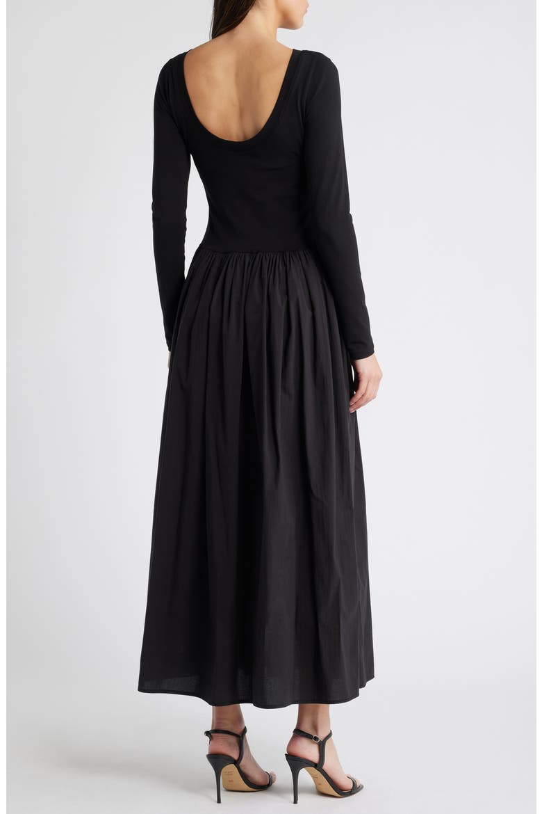 Open Back Long Sleeve Maxi Dress, Alternate, color, BLACK