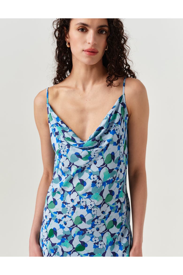Stacy Cowl Neck Crepe Midi Dress, Alternate, color, Blue Tulip