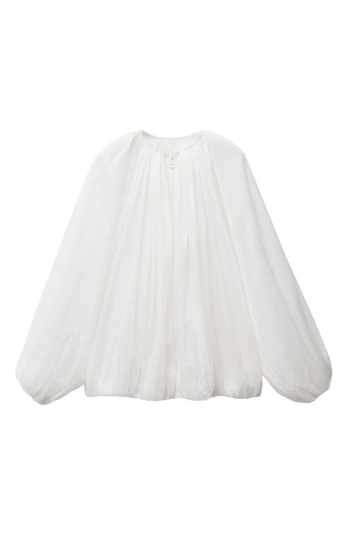 Mango Gathered Semisheer Zip Jacket In White