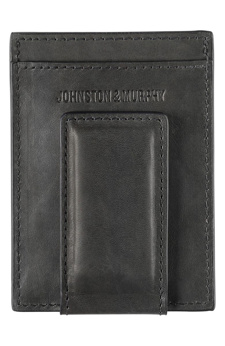 Johnston & Murphy Rhodes Leather Money Clip Card Case, Alternate, color, Black