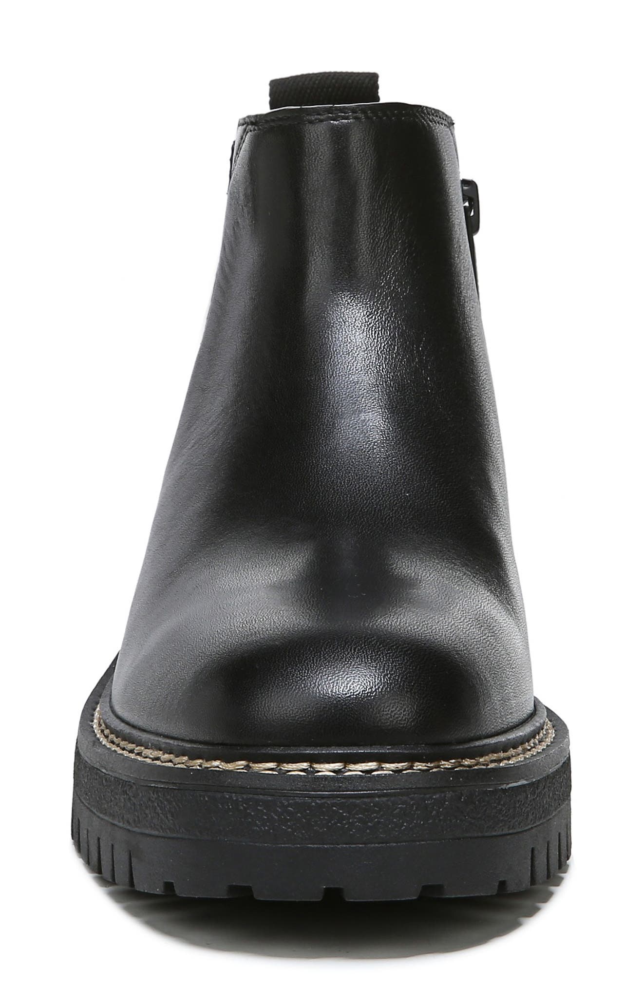 Flora Lug Sole Chelsea Boot, Alternate, color, BLACK LEATHER