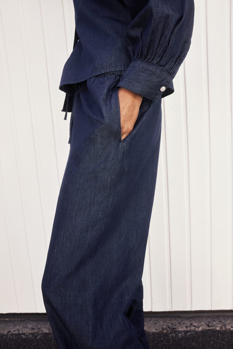 Denim Drawstring Trousers, Alternate, color, Dark denim blue