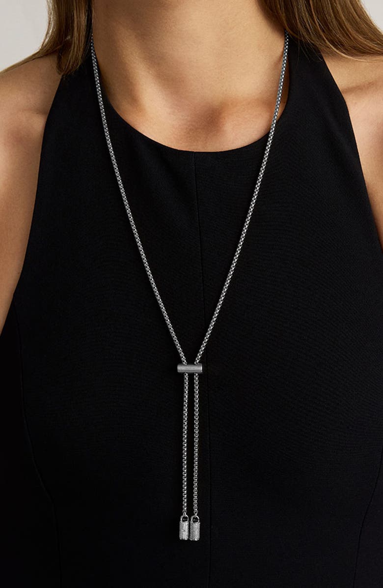 Dean Davidson Juliette Pavé Lariat Necklace, Alternate, color, White Topaz/ Silver