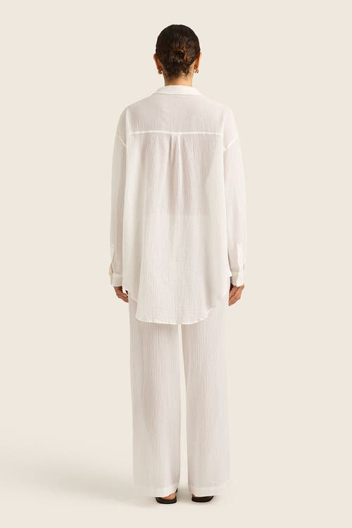 Hope And May Soli Cotton Wide Leg Drawstring Pant In White