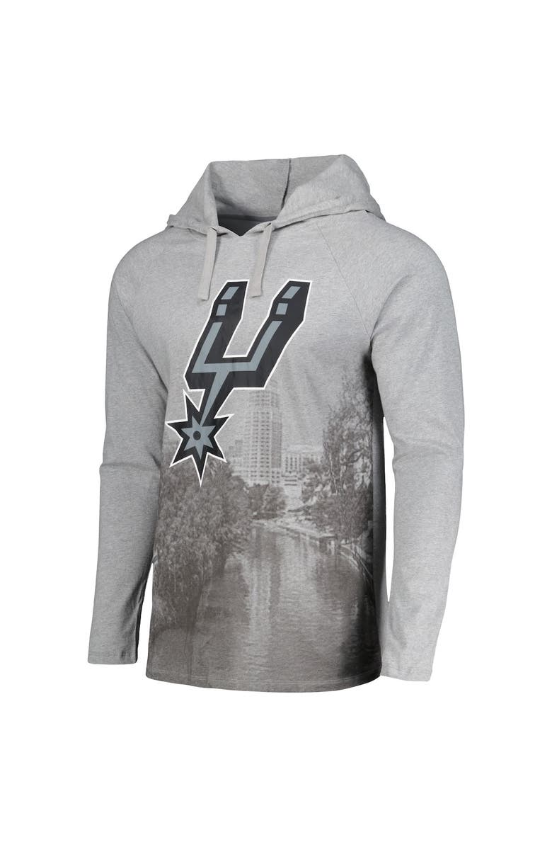 Stadium Essentials Men's Stadium Essentials Heather Gray San Antonio Spurs Atrium Raglan Long Sleeve Hoodie T-Shirt, Alternate, color, Heather Gray