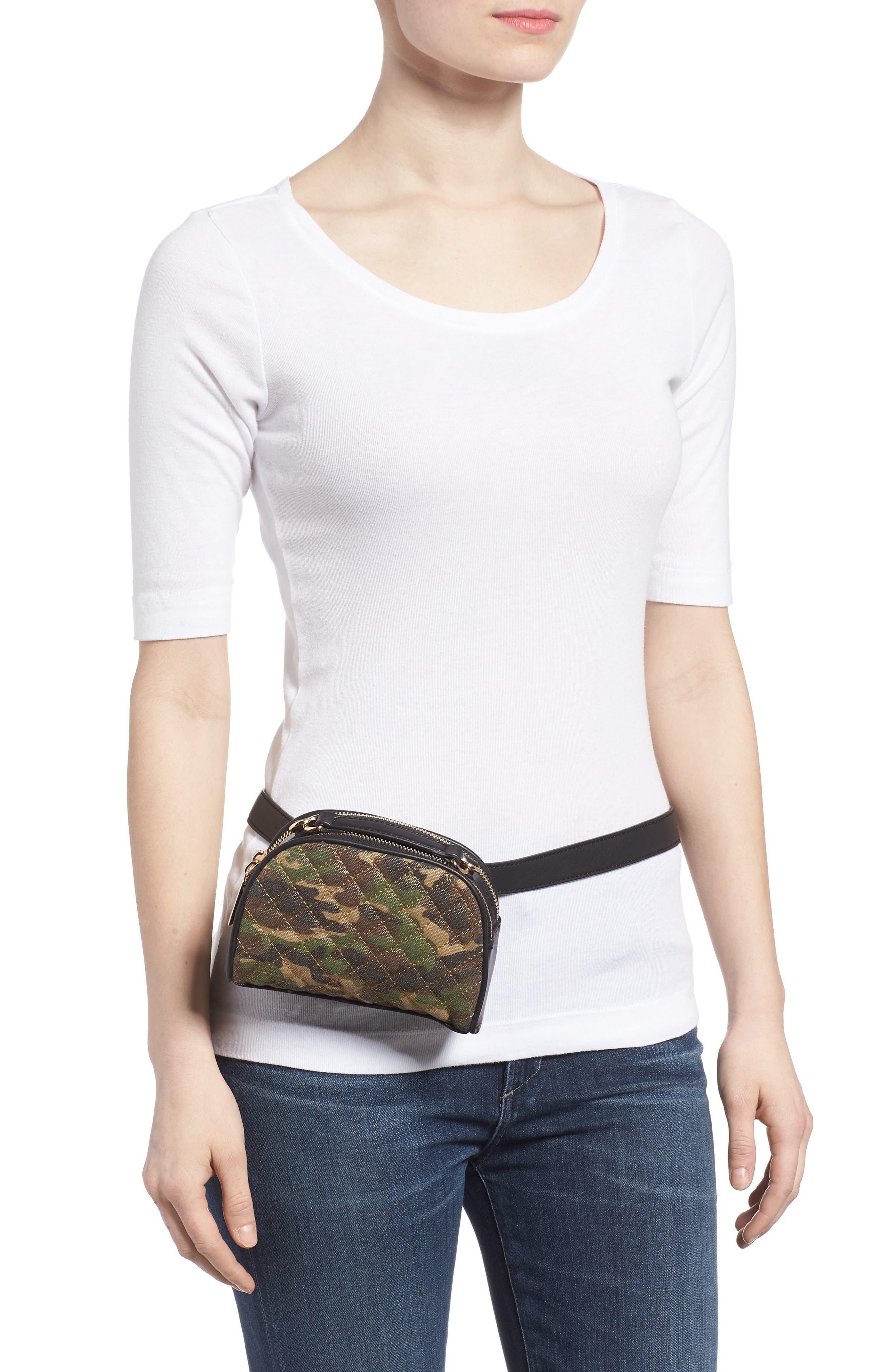 Quilted Camouflage Belt Bag, Alternate, color, CAMOUFLAGE
