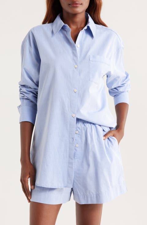 Oversize Stripe Cotton Short Pajamas