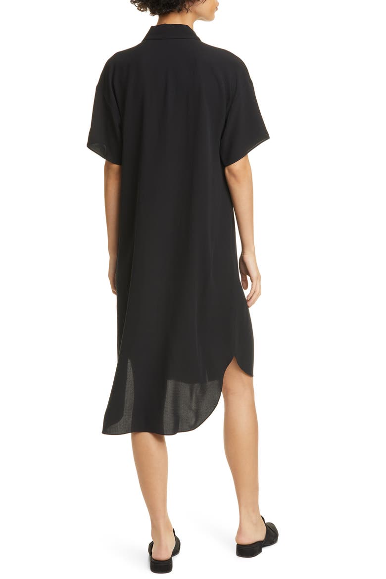 Classic Collar Silk Shirtdress, Alternate, color, BLACK