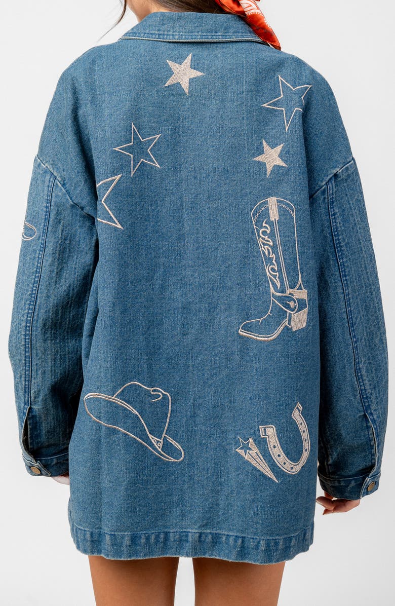 Beivy Embroidered Oversize Denim Jacket, Alternate, color,
