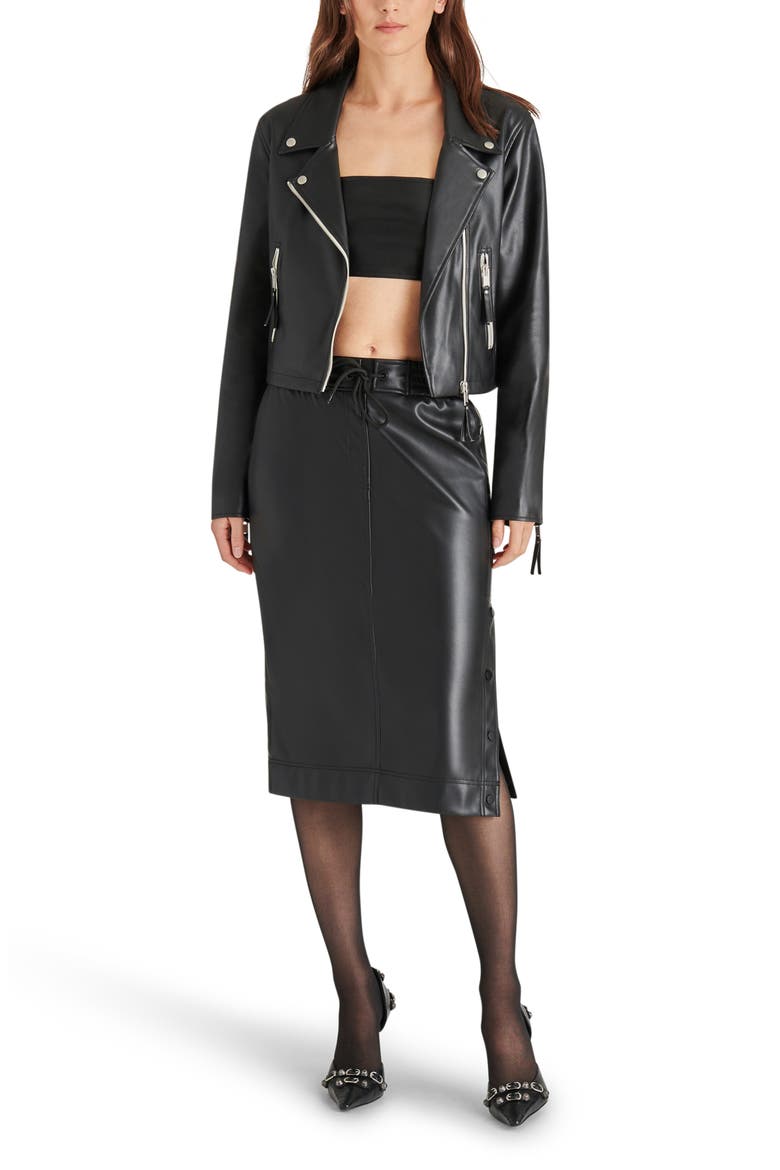 Vinka Faux Leather Moto Jacket, Alternate, color, BLACK