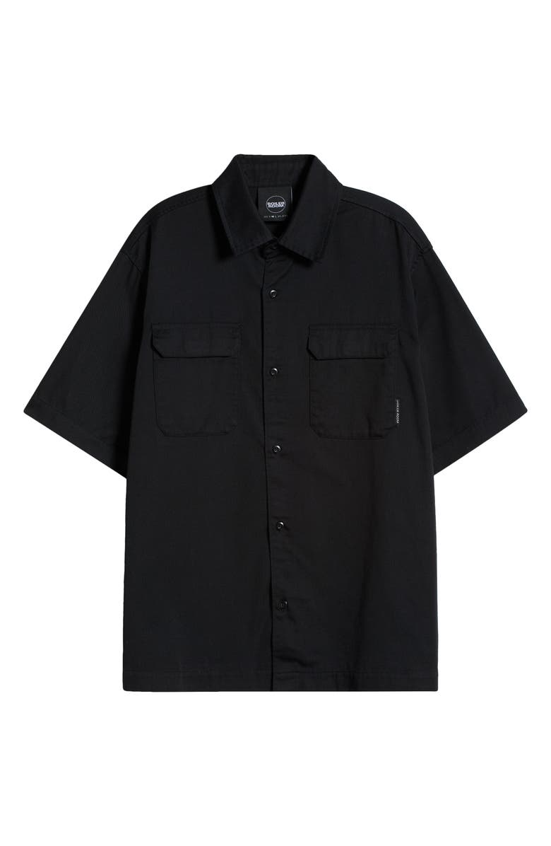 BOILER ROOM Core Oversize Short Sleeve Button-Up Shirt, Alternate, color, Black