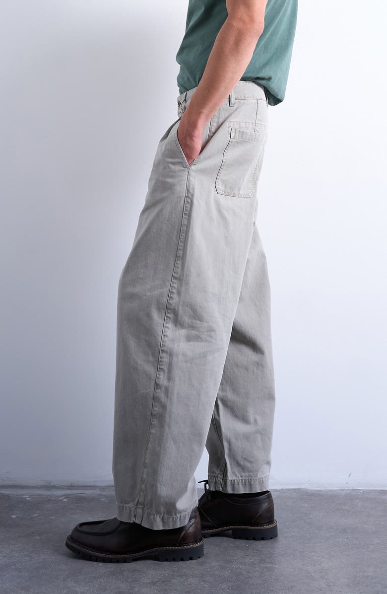 Topman Herringbone Pleated Barrel Pants, Alternate, color, Stone