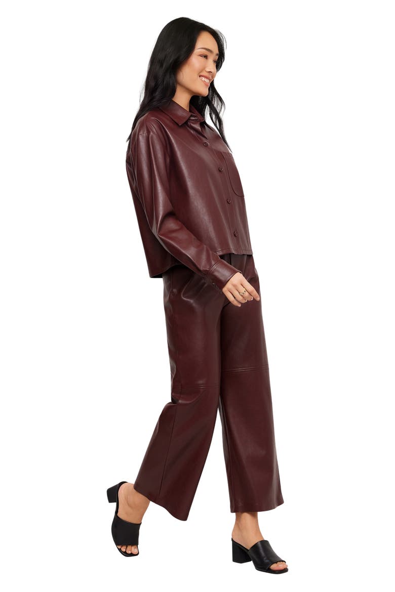 Faux Leather Wide Leg Pants, Alternate, color, WINE