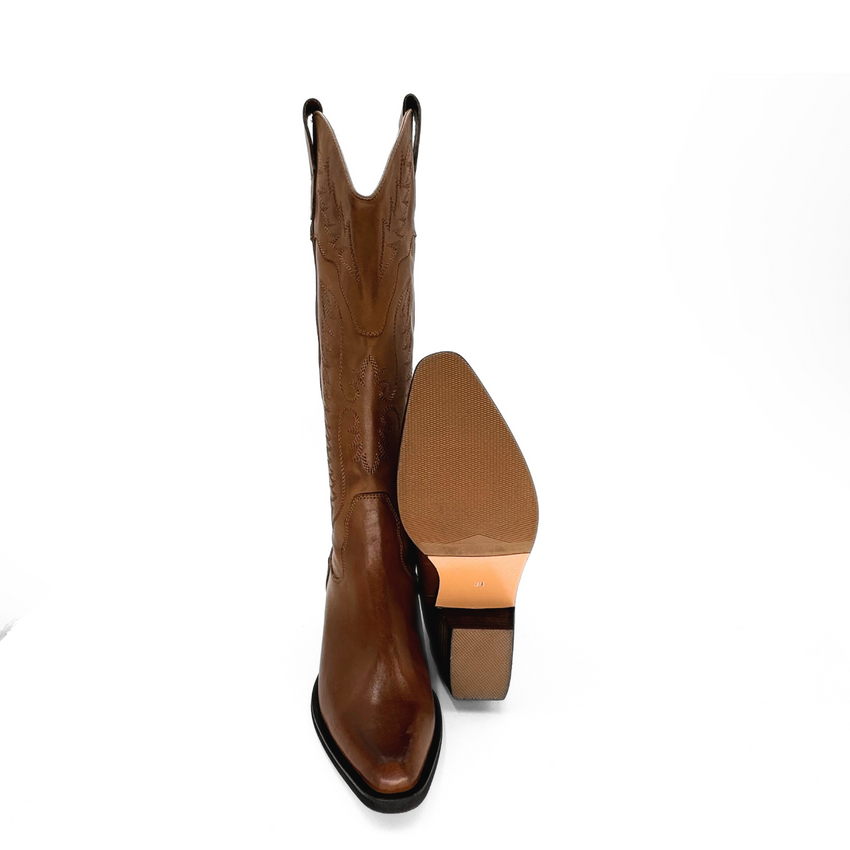 Amie Rafa Montana Leather Western Boots, Alternate, color, Tan