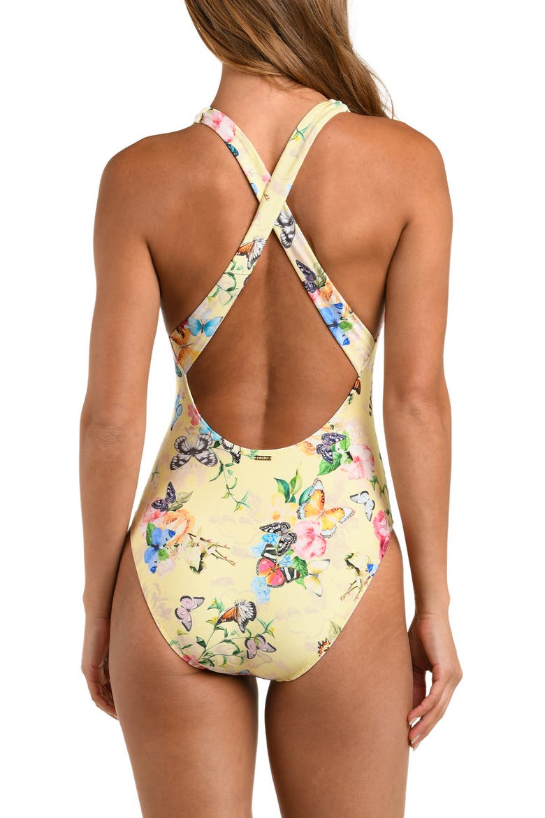 Lisa Garden Butterfly One-Piece Swimsuit, Alternate, color, YELLOW MULTI