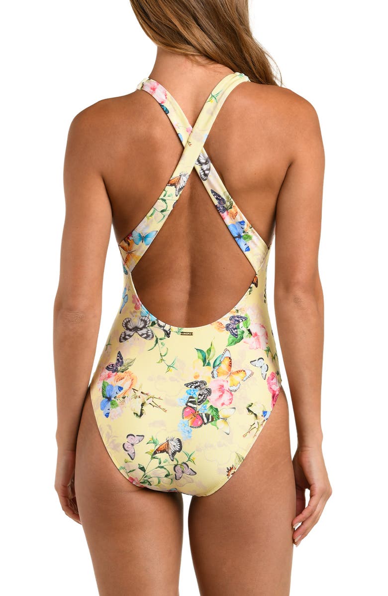 L'AGENCE Lisa Garden Butterfly One-Piece Swimsuit, Alternate, color, Yellow Multi
