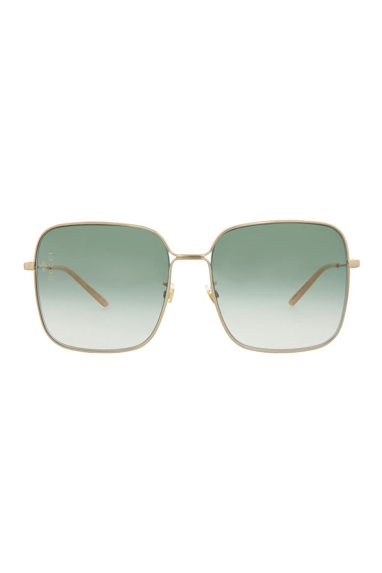 60mm Oversize Rectangle Sunglasses, Main, color, GOLD GOLD GREEN