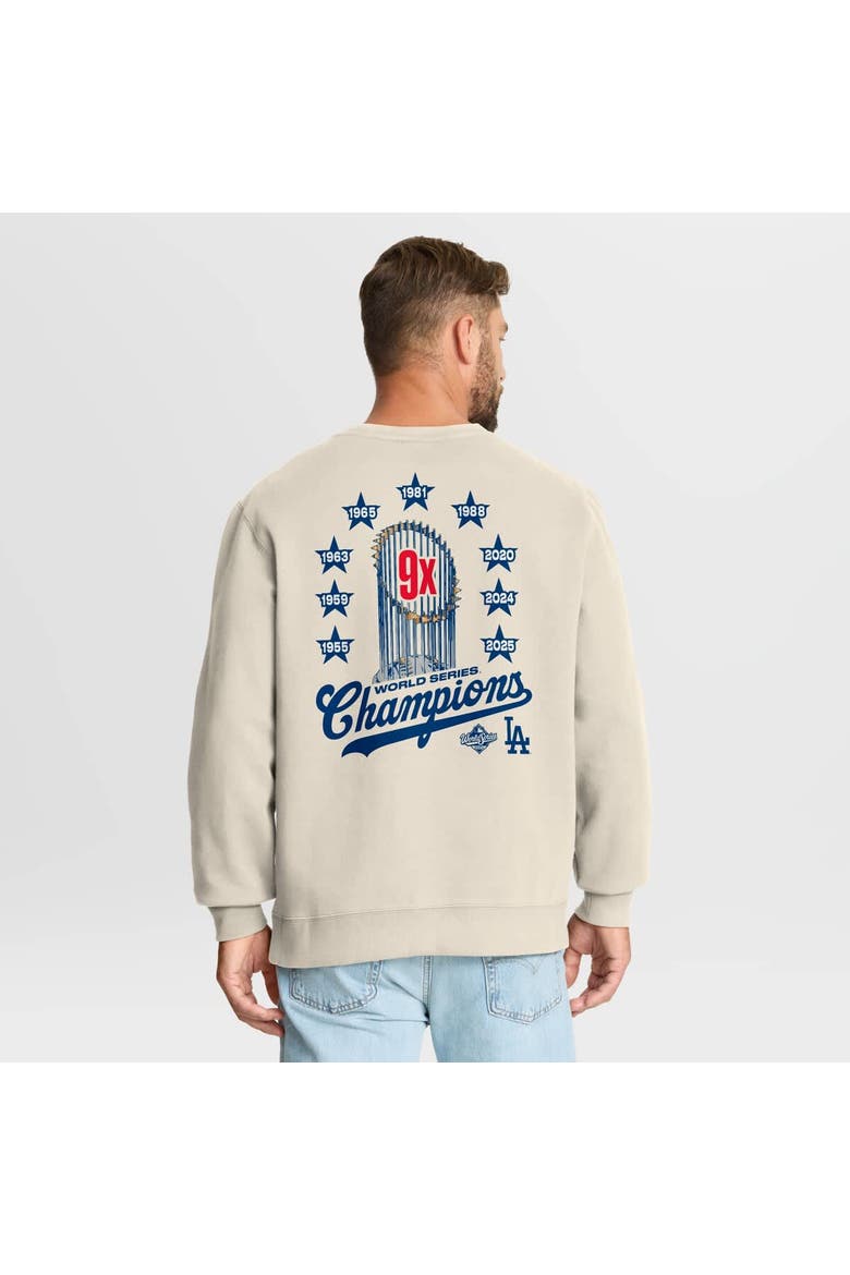 Men's Fanatics  Tan Los Angeles Dodgers 9x Champs Crewneck Sweatshirt, Alternate, color, Tan