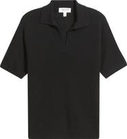 Nordstrom Cashmere Johnny Collar Short Sleeve Sweater