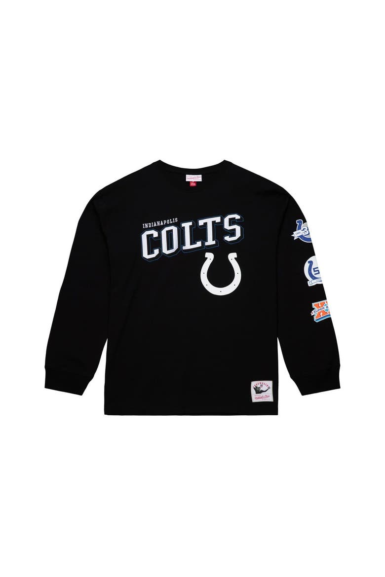 Men's Mitchell & Ness  Black Indianapolis Colts Training Camp Vintage Logos Long Sleeve T-Shirt, Alternate, color, Black