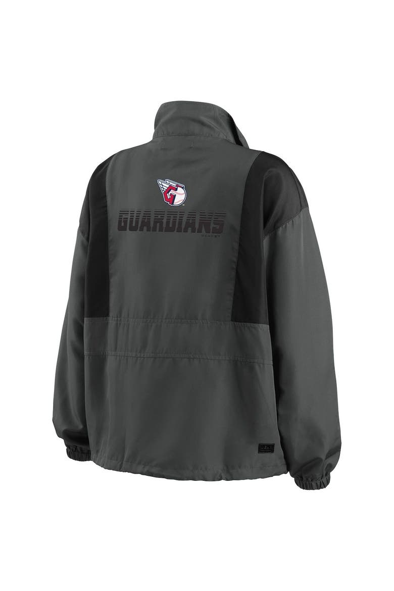 Women's WEAR by Erin Andrews Charcoal Cleveland Guardians Packable Half-Zip Jacket, Alternate, color, Charcoal